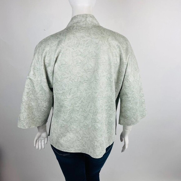 Solitaire Womans Open Front Topper Sz Large 3/4 Sleeve Green Stretch - Picture 7 of 9